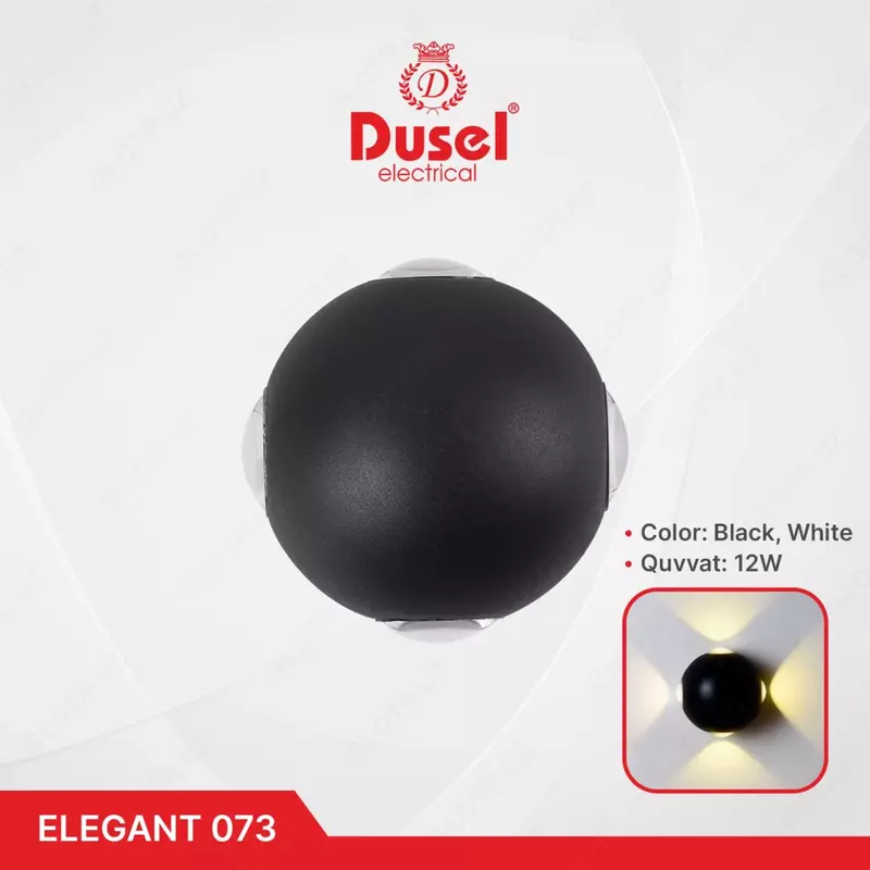 "Dusel" devor lampasi Elegant 073, 12W, 3500K, 110-265 V (qora/oq)