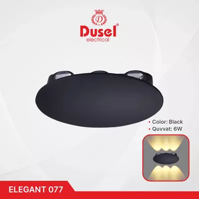 Devor chiroqlari "Dusel" Elegant 077, 6W, 3500K, 110-265 V (Qora)