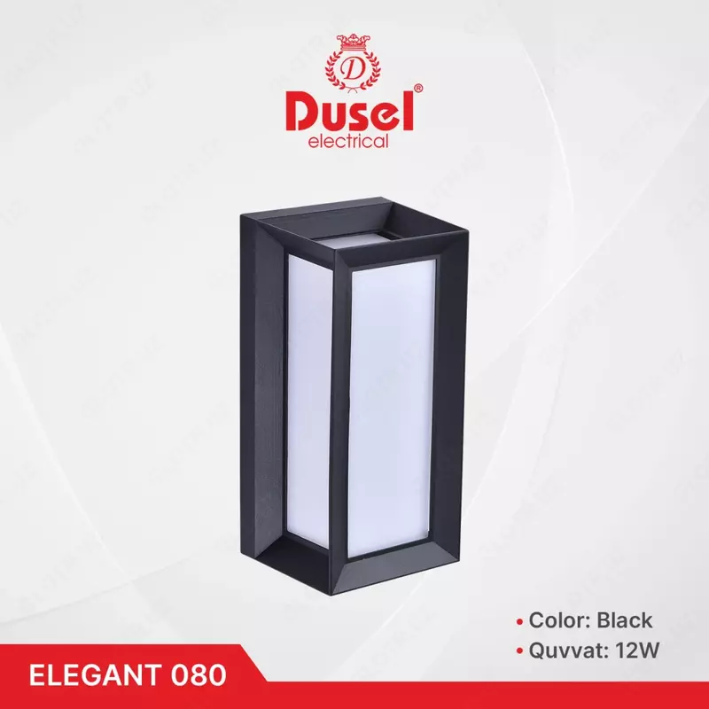 "Dusel" devor lampasi Elegant 080, 12W, 3500K, 110-265 V (qora/oq)
