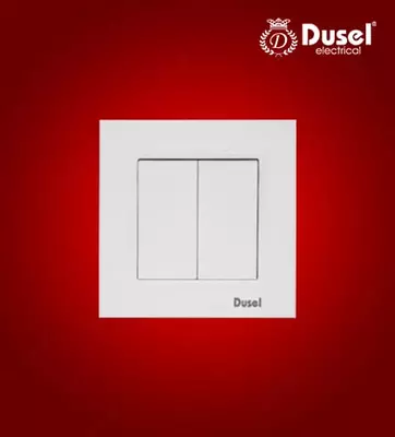 Выключатель (двухклавишный) "Dusel" Rich, 10А, 210-250 В (Белый)