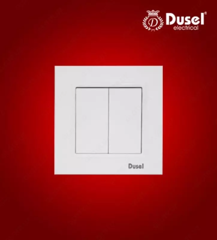 Выключатель (двухклавишный) "Dusel" Rich, 10А, 210-250 В (Белый)