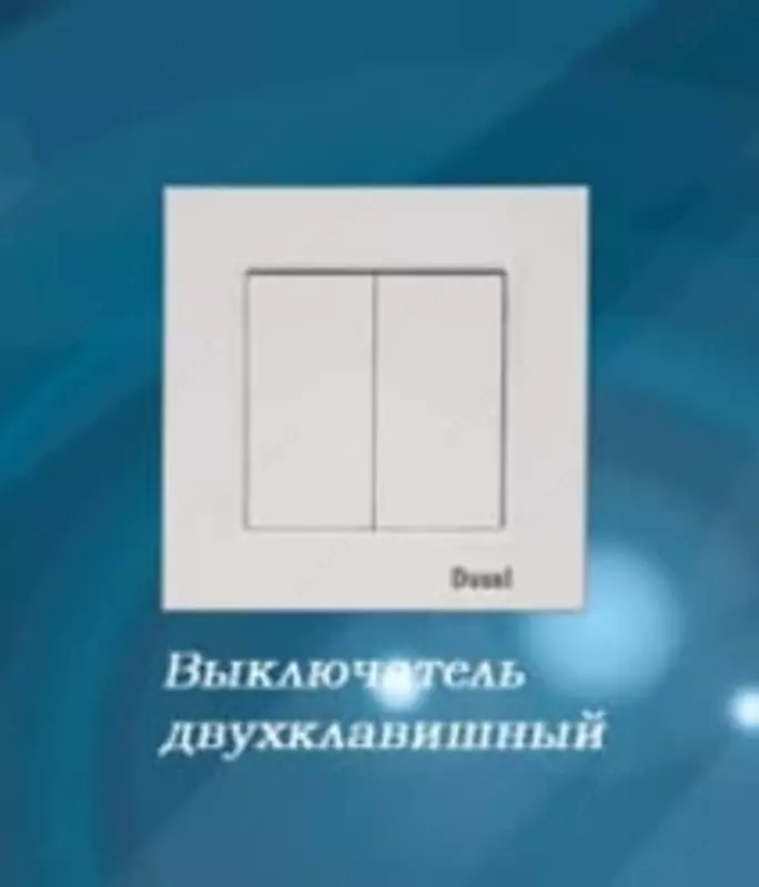 Выключатель (двухклавишный) "Dusel" Rich, 10А, 210-250 В (Белый)