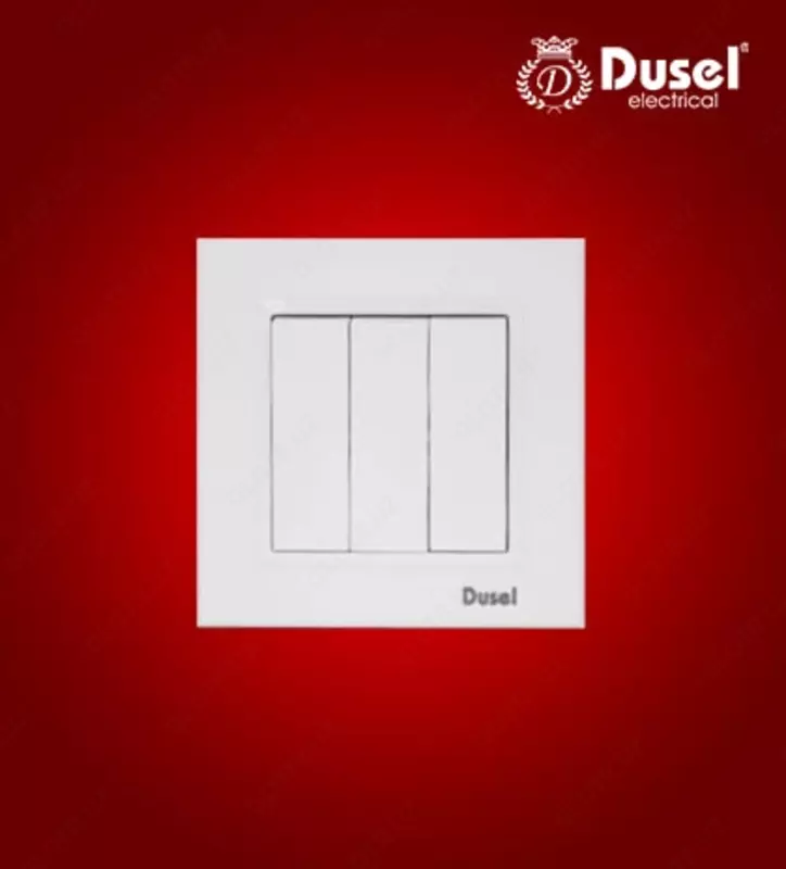 Выключатель (трехклавишный) "Dusel" Rich, 10А, 210-250 В (Белый)