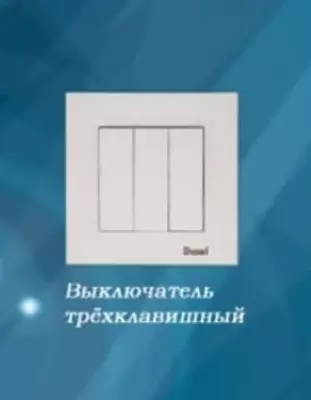 Выключатель (трехклавишный) "Dusel" Rich, 10А, 210-250 В (Белый)
