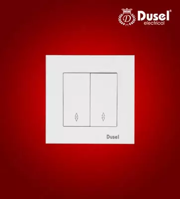 Выключатель реверсивный (двухклавишный) "Dusel" Rich, 10А, 210-250 В (Белый)