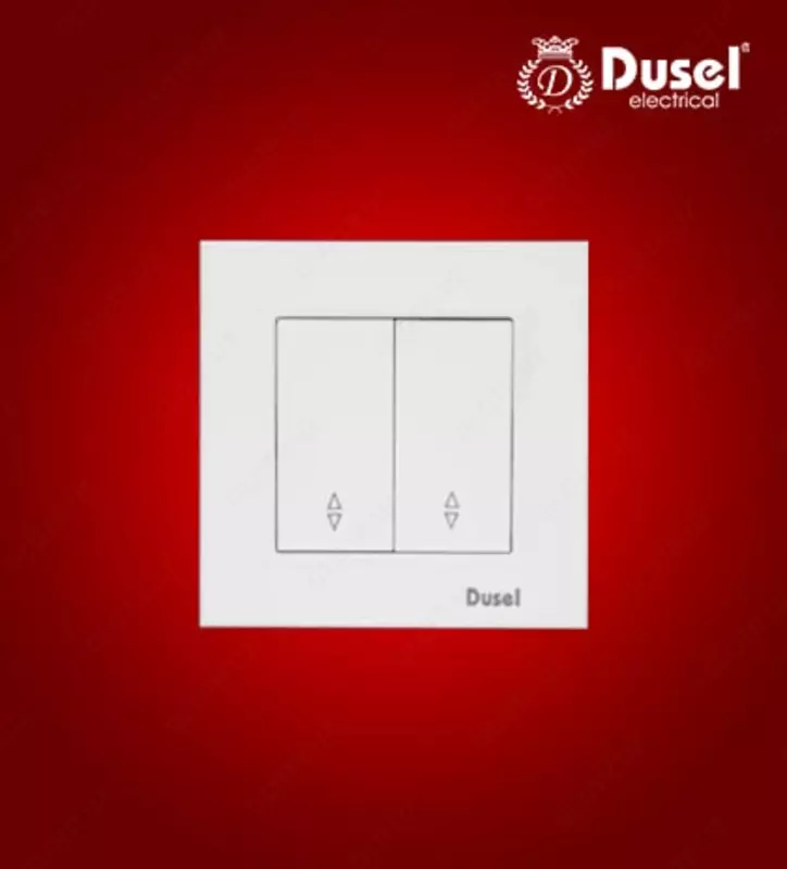 Выключатель реверсивный (двухклавишный) "Dusel" Rich, 10А, 210-250 В (Белый)