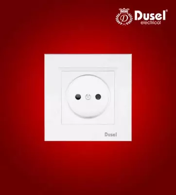 Одноместная электророзетка (без заземления) "Dusel" Rich, 10А, 210-230 В (Белая)