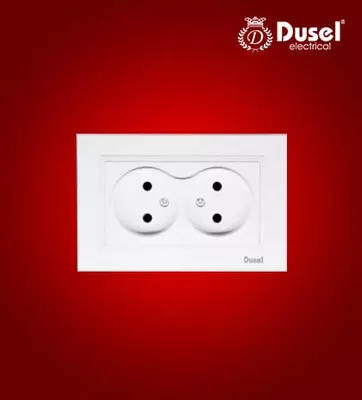 Двухместная электророзетка (без заземления) "Dusel" Rich, 10А, 210-230 В (Белая)