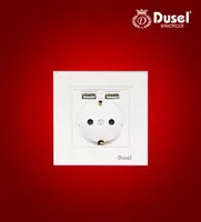 Одноместная электророзетка с USB-портом (с заземлением) "Dusel" Rich