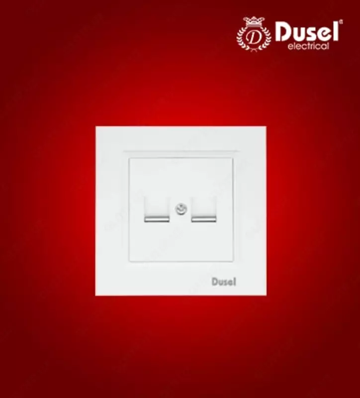 Телефонная розетка (RJ11х2) "Dusel" Rich, 6А, IP44 (Белая)