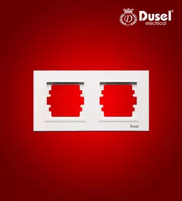 Рамка под розетку "Dusel" Rich, 2 поста, РС/ABS-пластик (Белая)