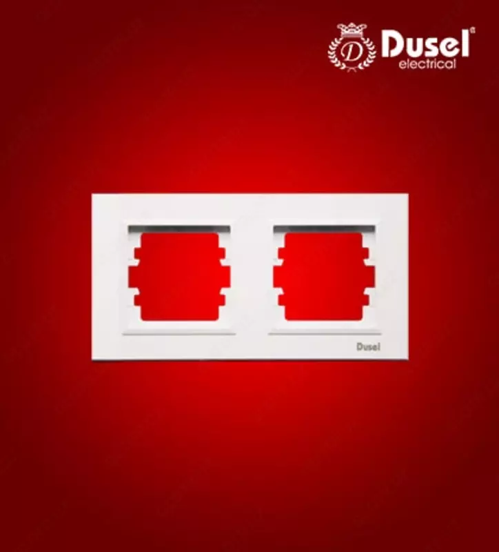 Рамка под розетку "Dusel" Rich, 2 поста, РС/ABS-пластик (Белая)