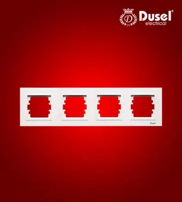 "Dusel" rozetkasi uchun ramka Rich, 4 ta ustun, PC/ABS plastmassa (Oq)