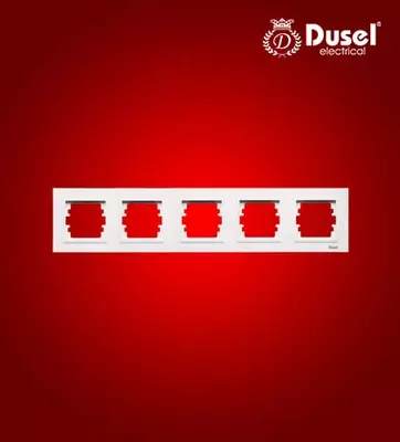Рамка под розетку "Dusel" Rich, 5 постов, РС/ABS-пластик (Белая)