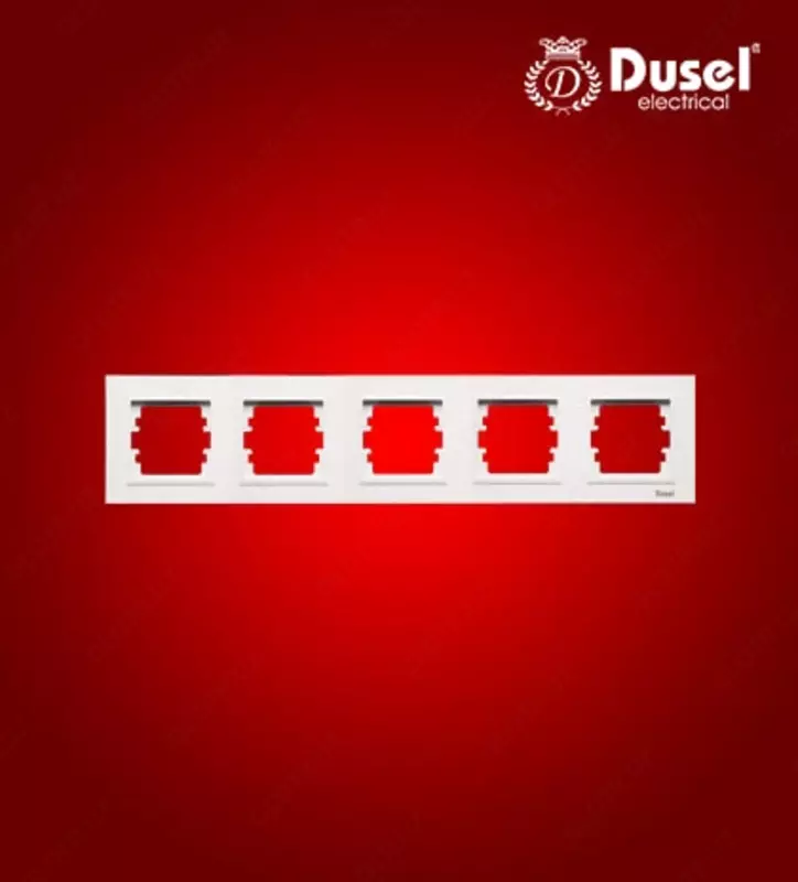 "Dusel" rozetkasi uchun ramka Rich, 5 ta ustun, PC/ABS plastmassa (Oq)