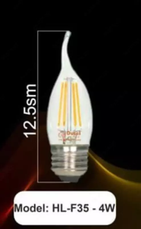 Светодиодная филаментная лампа (свеча) "Dusel" HL- F35, 4W, Е14/Е27, 2700К, 470 Lm (Ассортимент)