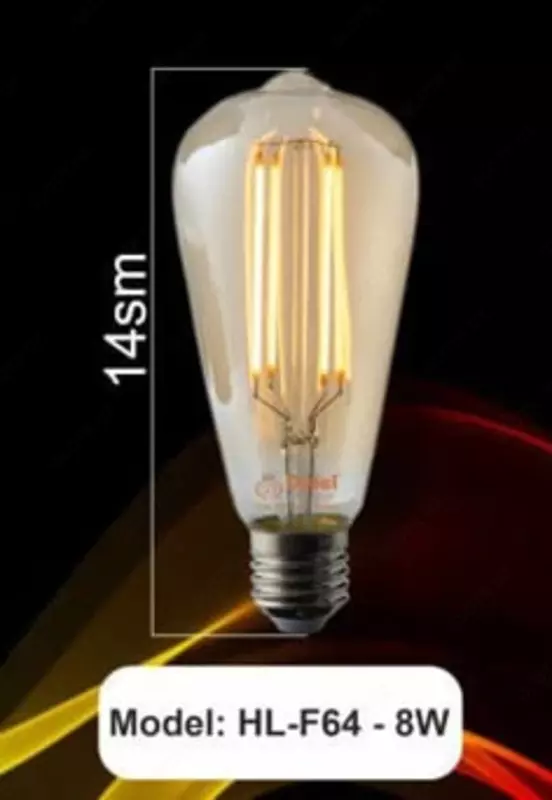 LED filamentli chiroq (nok) "Dusel" HL-F64, 8W, E27, 2400K, 740 Lm