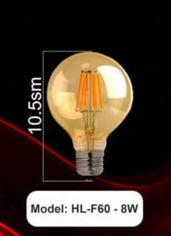 LED filamentli chiroq (to'p) "Dusel" HL-F60, 8W, E27, 3000K, 740 Lm