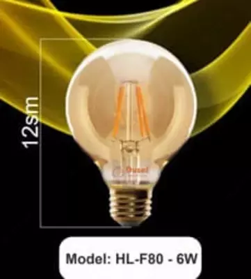 Светодиодная филаментная лампа (шар) "Dusel" HL-F80, 6W, E27, 2800К, 580 Lm