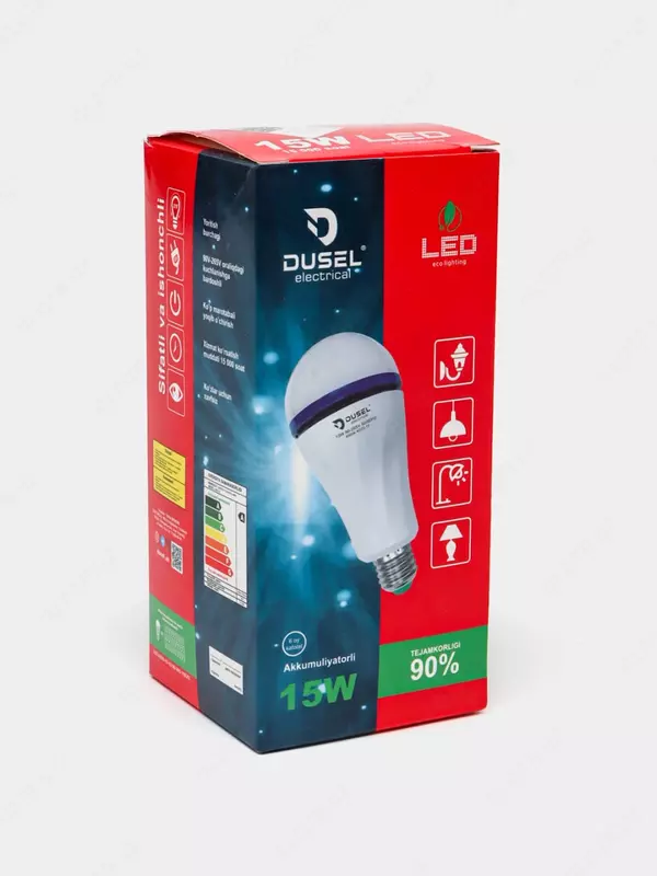 LED лампа (аккумуляторная) "Dusel" AD02-15W, Е27, 6500 К