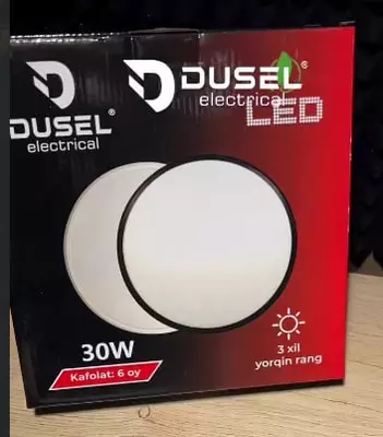 LED "Hi-tech" abajur (dumaloq) "Dusel" SP-30, 30W (qora)