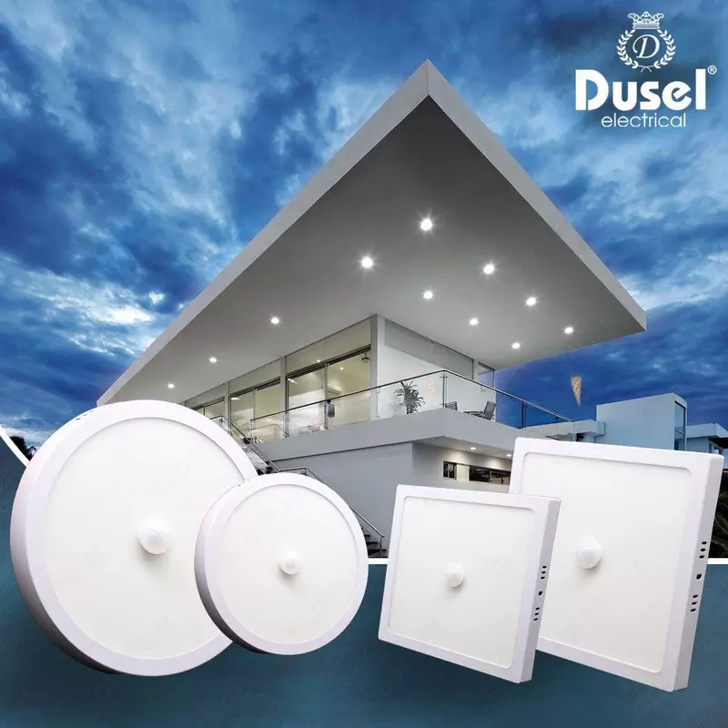 Tashqi LED sensorli panel (kvadrat) "Dusel" DSS-12, 12W, 6500K, 950 Lm