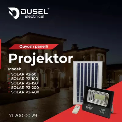 Quyosh paneli (spotlight) "Dusel" Quyosh nuri P2, 100W, IP66