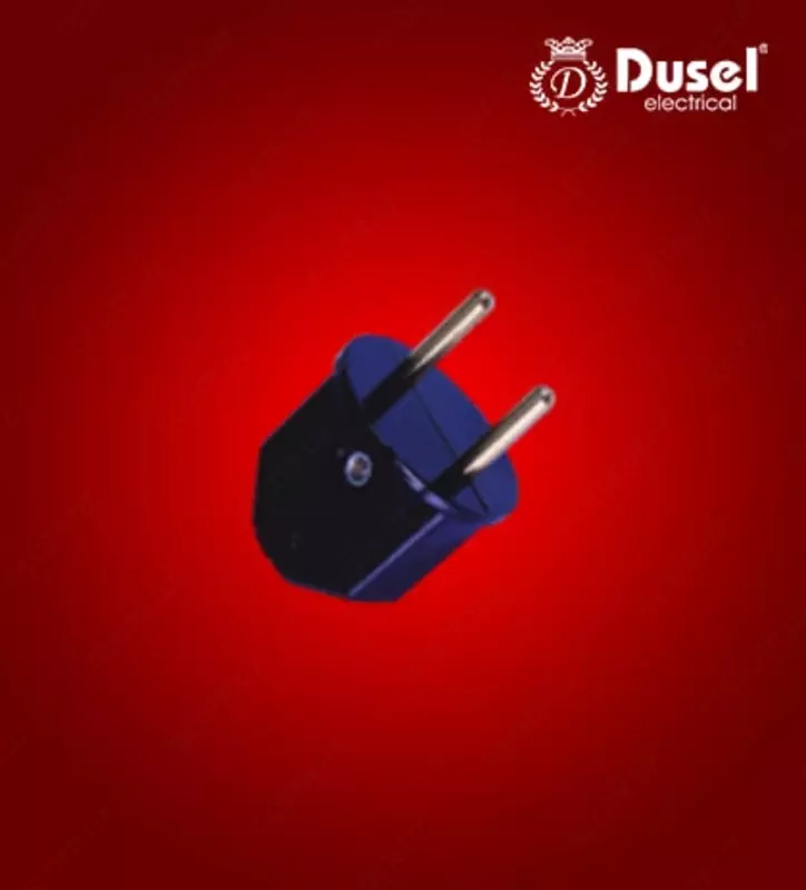 Электрическая прямая вилка для удлинителя (пластик) "Dusel" Du-20, 10А (Черная)