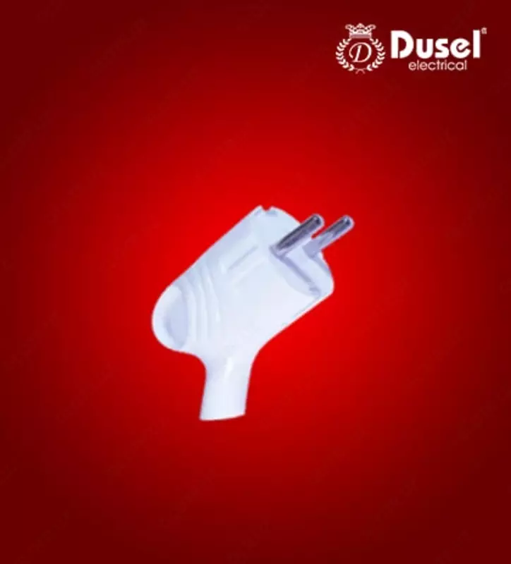 Электрическая угловая вилка для удлинителя (пластик) "Dusel" DL-BI 3, 16А, с заземлением (Белая)