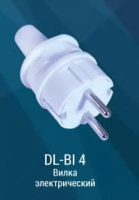 Электрическая прямая вилка для удлинителя (пластик) "Dusel" DL-BI 4, 16А, с заземлением (Белая)