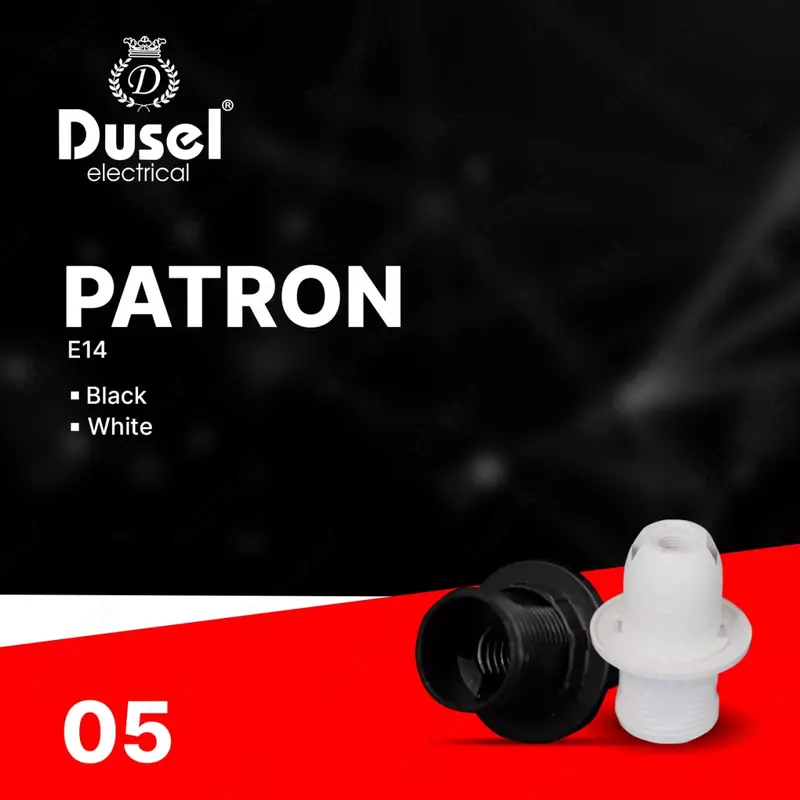 Tutqich - chiroq uchun adapter (plastik-metall) "Dusel" P05, E14 (Qora)