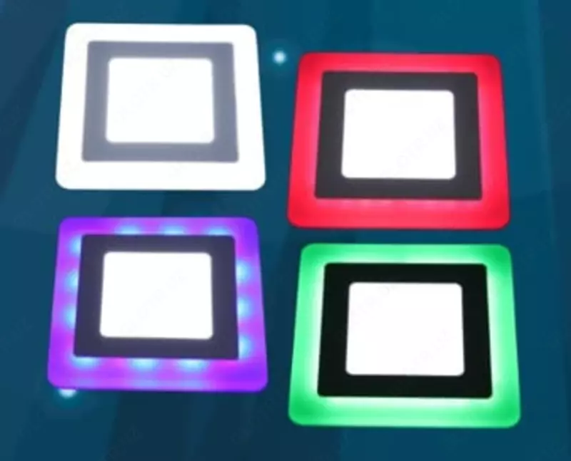 RGB LED paneli (kvadrat) "Dusel" CS3, 3+3W, 200Lm (Qizil/Yashil/Moviy)