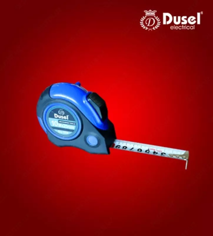 O'lchov lentasi (metall) "Dusel" DU-204, 10 metr, qulf (Moviy/qora)