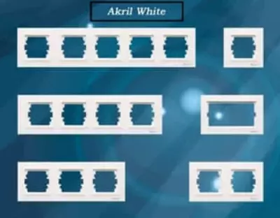 Рамка под розетку, выключатель (AKRIL WHITE) "Dusel" Rich, 4 поста (Белая)
