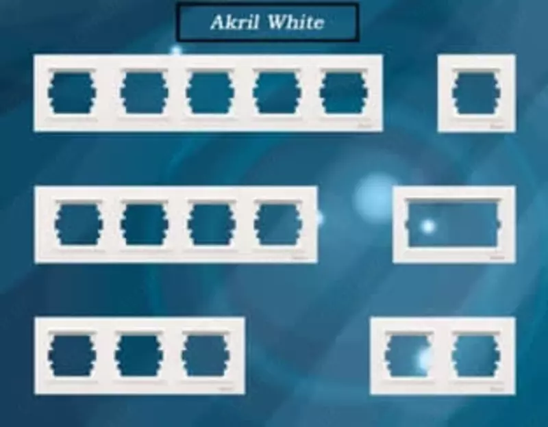 Rozetka uchun ramka, kalit (AKRIL WHITE) "Dusel" Rich, 5 ta post (Oq)