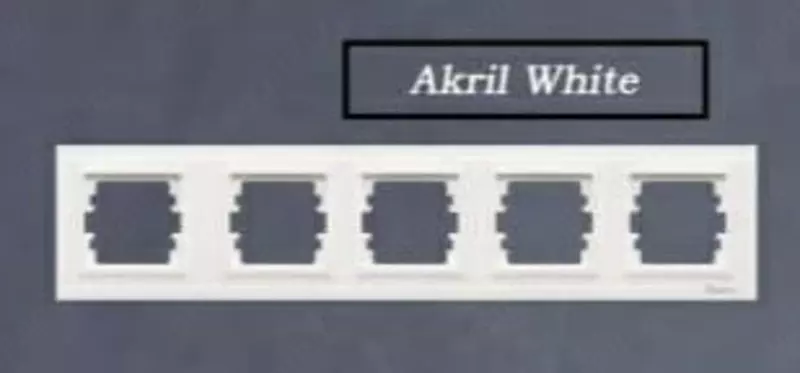 Rozetka uchun ramka, kalit (AKRIL WHITE) "Dusel" Rich, 5 ta post (Oq)