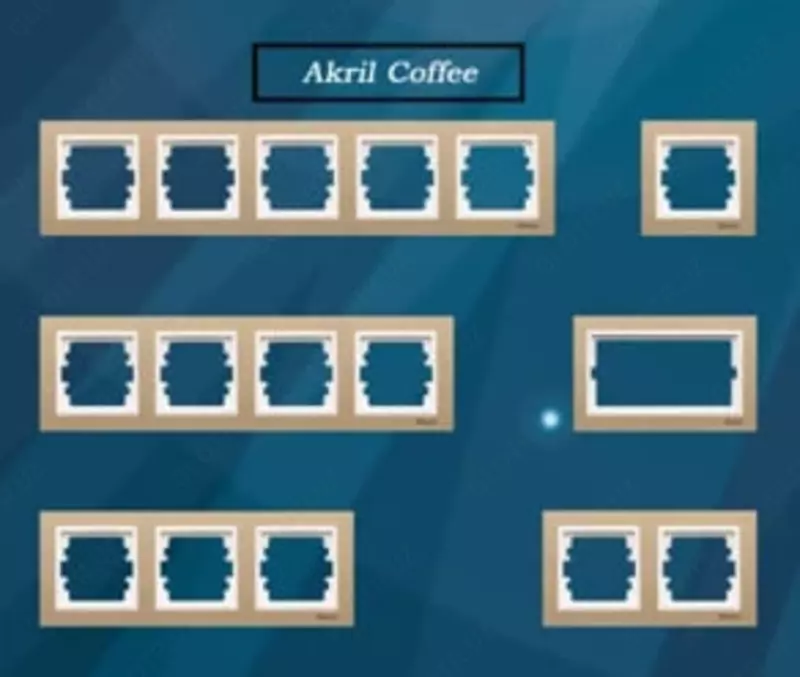 Рамка под розетку, выключатель (AKRIL Сoffee) "Dusel" Rich, 4 поста (Кофе/Белая)
