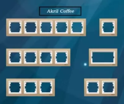 Рамка под розетку, выключатель (AKRIL Сoffee) "Dusel" Rich, 4 поста (Кофе/Белая)