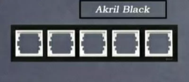 Рамка под розетку, выключатель (AKRIL Black) "Dusel" Rich, 5 постов (Черная/Белая)