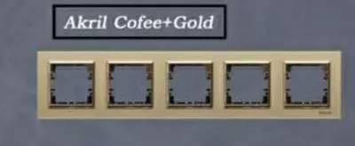 Rozetka uchun ramka, kalit (AKRIL Coffee+Gold) "Dusel" Rich, 5 ta ustun (Qahva/oltin)
