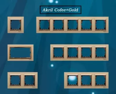 Rozetka uchun ramka, kalit (AKRIL Coffee+Gold) "Dusel" Rich, 5 ta ustun (Qahva/oltin)