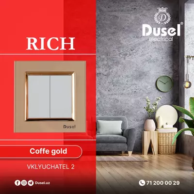 Rozetka uchun ramka, kalit (AKRIL Coffee+Gold) "Dusel" Rich, 5 ta ustun (Qahva/oltin)