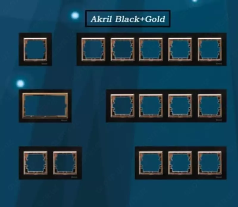 Rozetka uchun ramka, kalit (AKRIL Black+Gold) "Dusel" Rich, 1 ta ustun (qora/oltin)