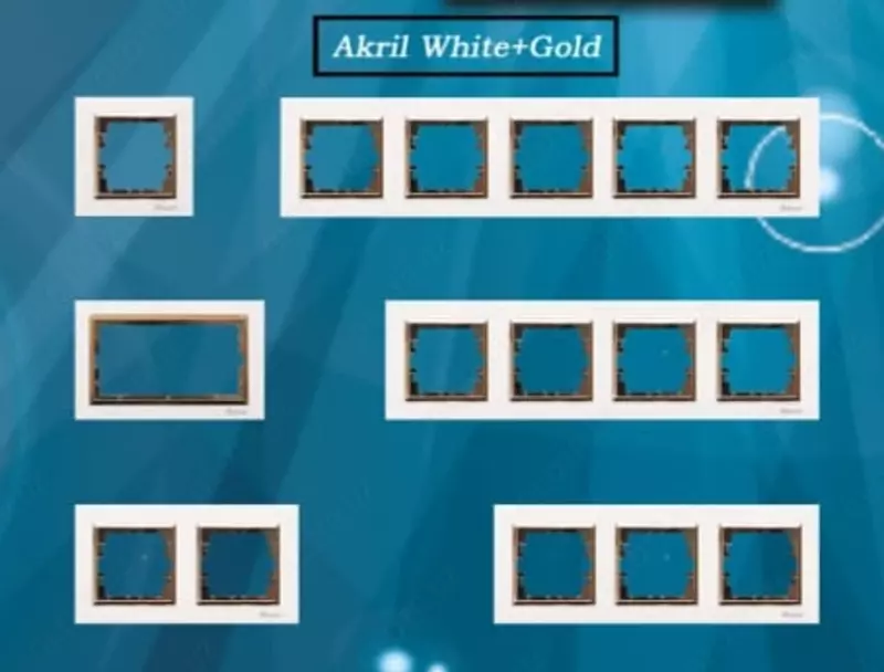 Рамка под двойную розетку (AKRIL White+Gold DUO) "Dusel" Rich, 1 пост (Белая/золотистая)