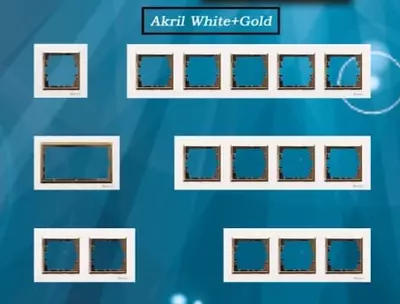 Rozetka uchun ramka, kalit (AKRIL White+Gold) "Dusel" Rich, 2 ta ustun (Oq/Oltin)