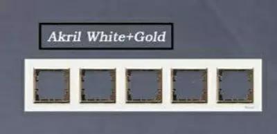 Rozetka uchun ramka, kalit (AKRIL Oq+Gold) "Dusel" Rich, 5 ta ustun (Oq/Oltin)