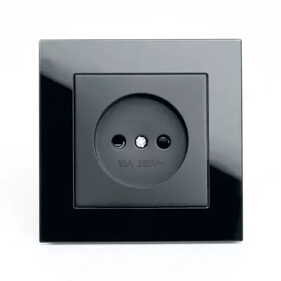 Одноместная электророзетка (без заземления) "Dusel" Rich, 10А, 220-250 В (Black)