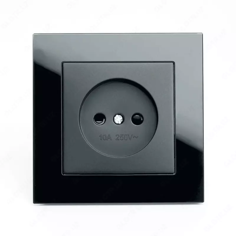 Одноместная электророзетка (без заземления) "Dusel" Rich, 10А, 220-250 В (Black)