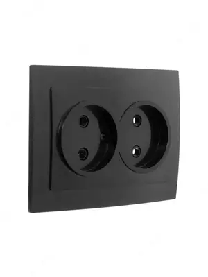 Двухместная электророзетка (без заземления) "Dusel" Rich, 10А, 220-250 В (Black)