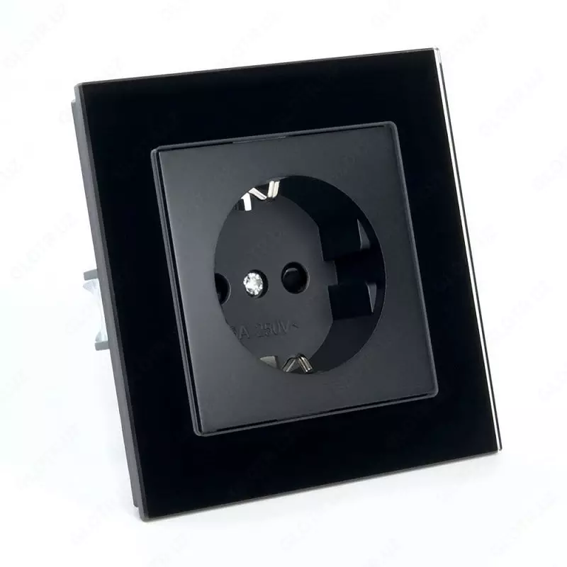 Одноместная электророзетка (с заземлением) "Dusel" Rich, 16А, 220-250 В (Black)